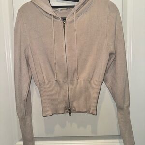 Beige Zip-Up Sweater & Pants Set